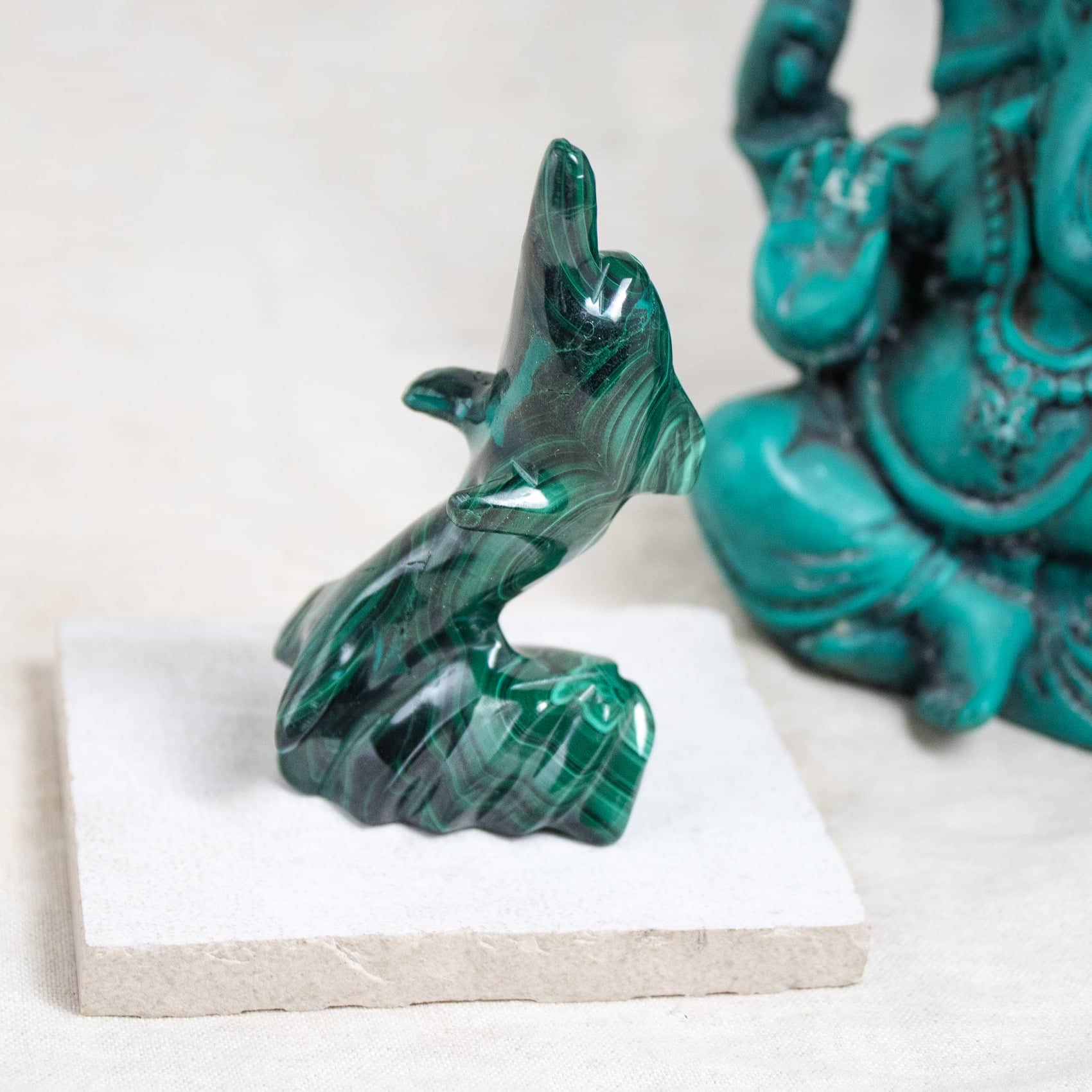 Malachite Dolphin - Hand Carved - 1 of a Kind