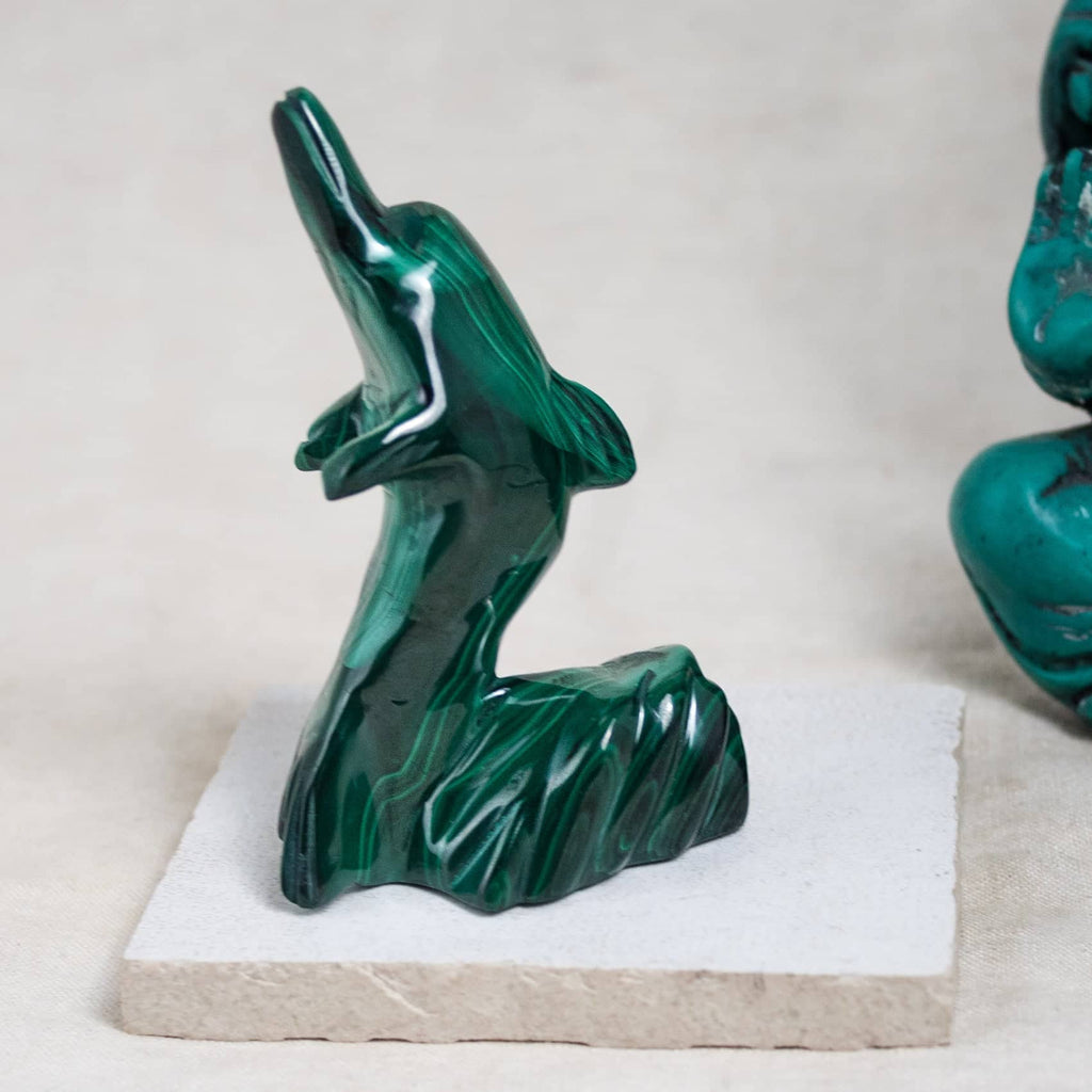 Malachite Dolphin - Hand Carved - 1 of a Kind