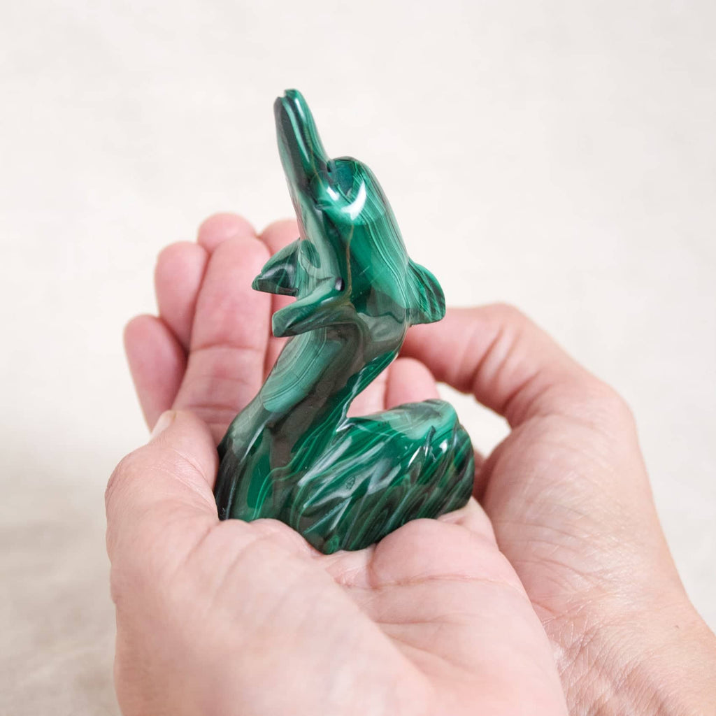 Malachite Dolphin - Hand Carved - 1 of a Kind