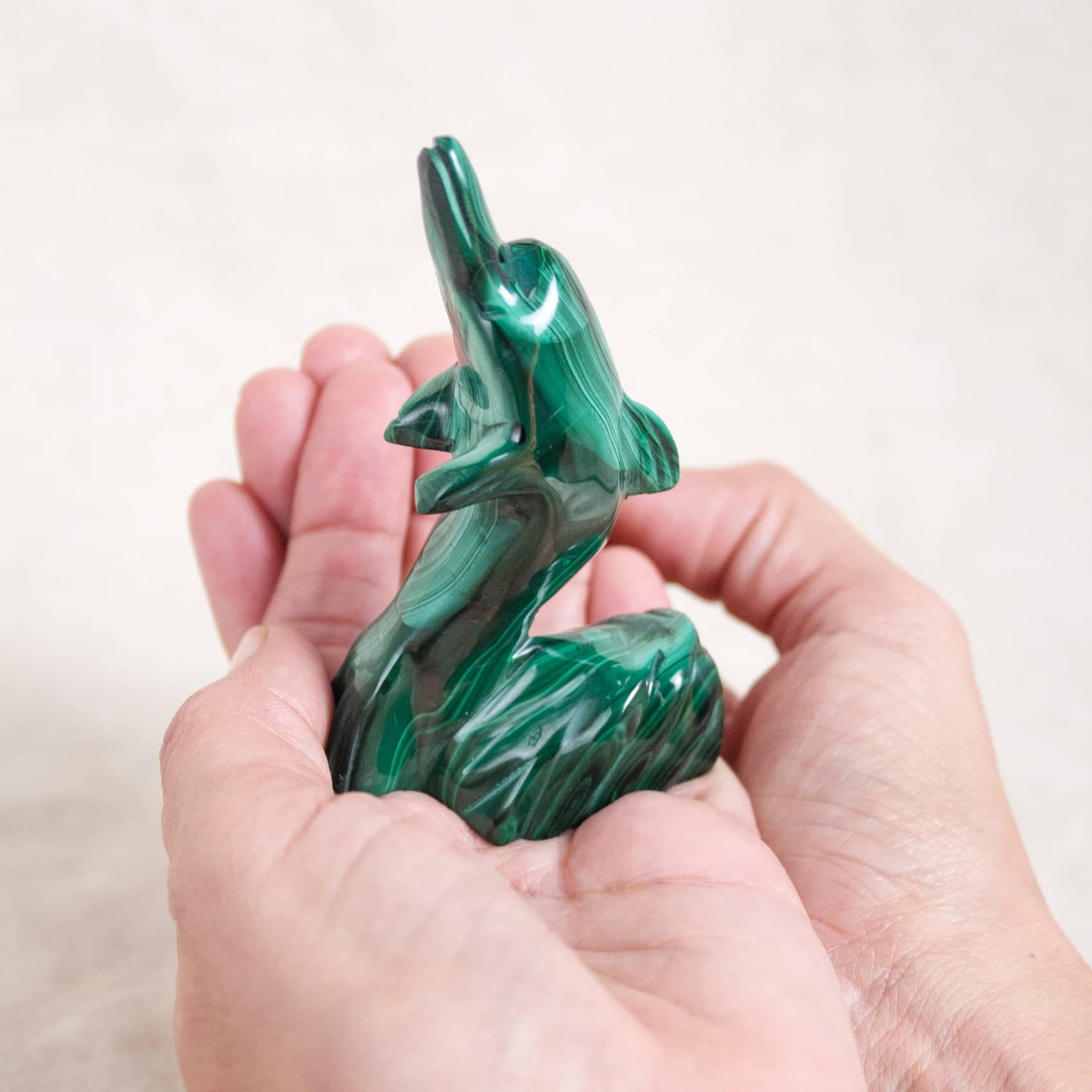 Malachite Dolphin - Hand Carved - 1 of a Kind
