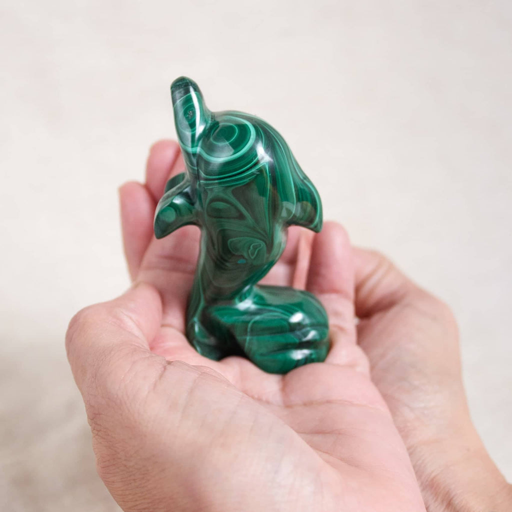 Malachite Dolphin - Hand Carved - 1 of a Kind