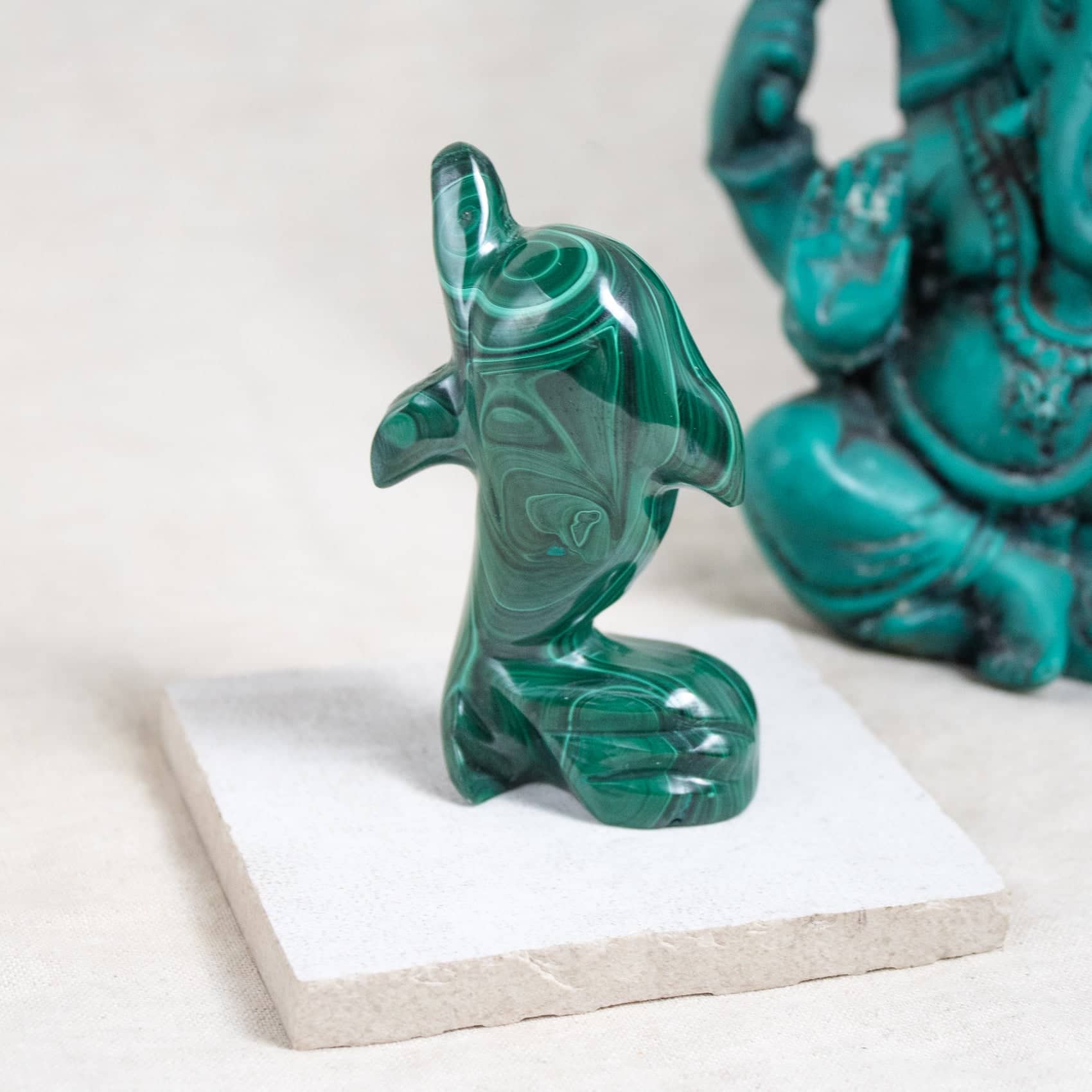 Malachite Dolphin - Hand Carved - 1 of a Kind