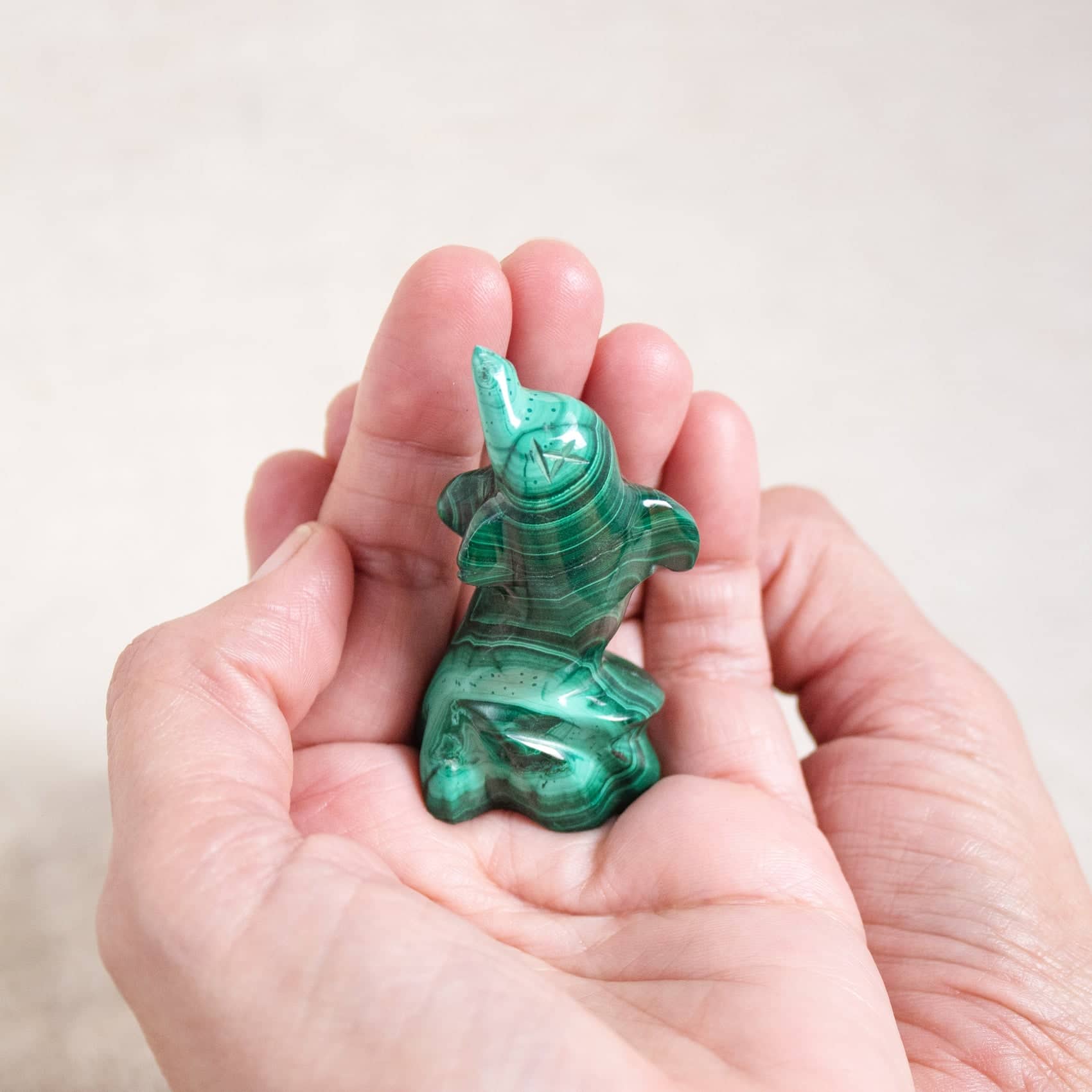 Malachite Dolphin - Hand Carved - 1 of a Kind