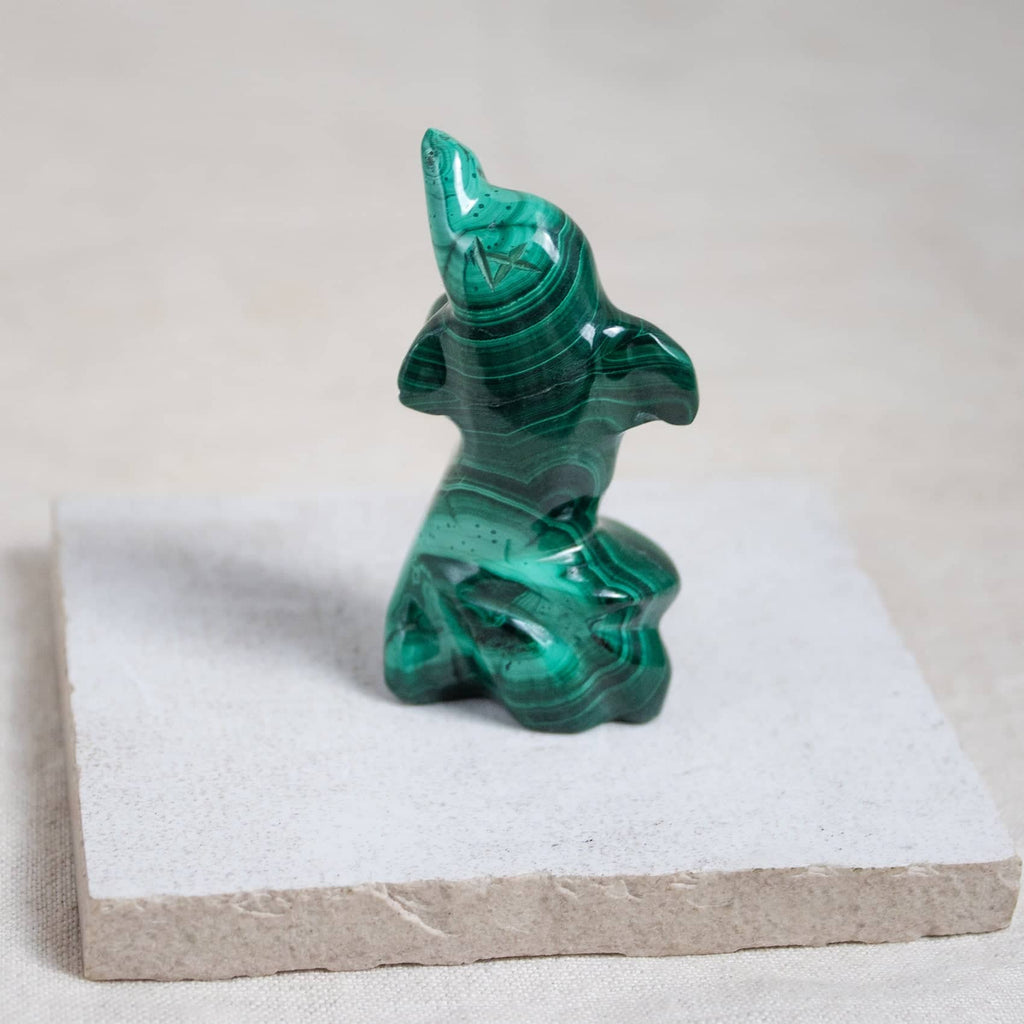 Malachite Dolphin - Hand Carved - 1 of a Kind