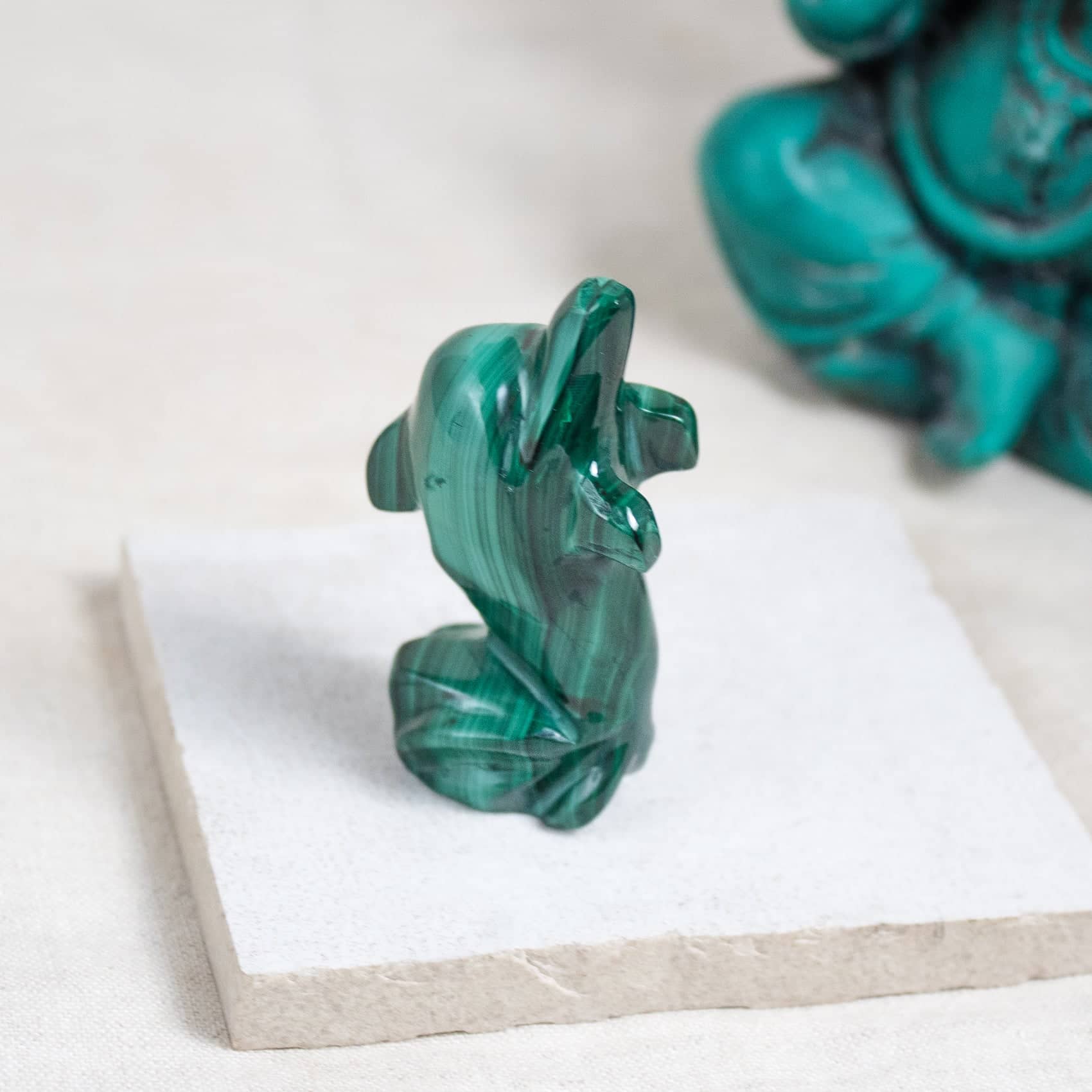 Malachite Dolphin - Hand Carved - 1 of a Kind