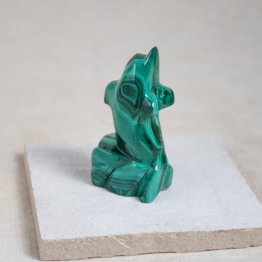 Malachite Dolphin - Hand Carved - 1 of a Kind