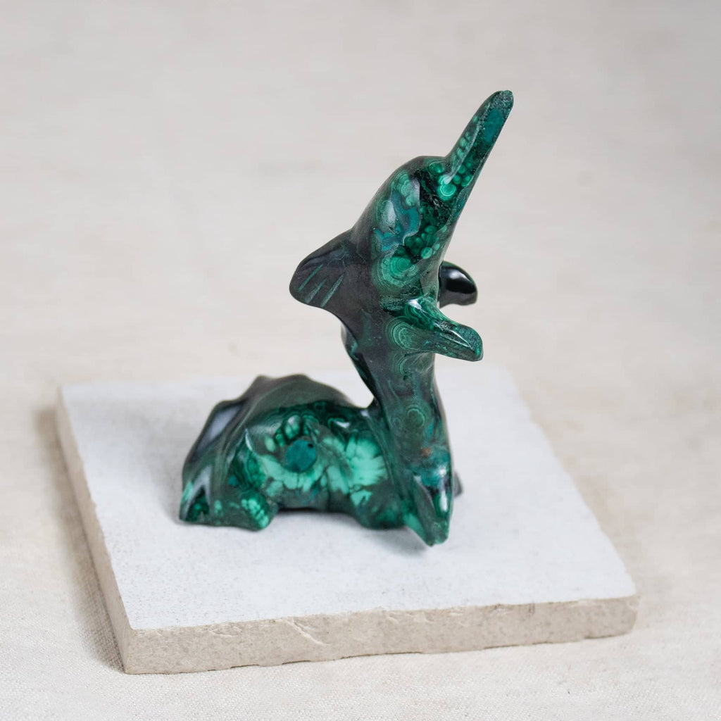 Malachite Dolphin - Hand Carved - 1 of a Kind