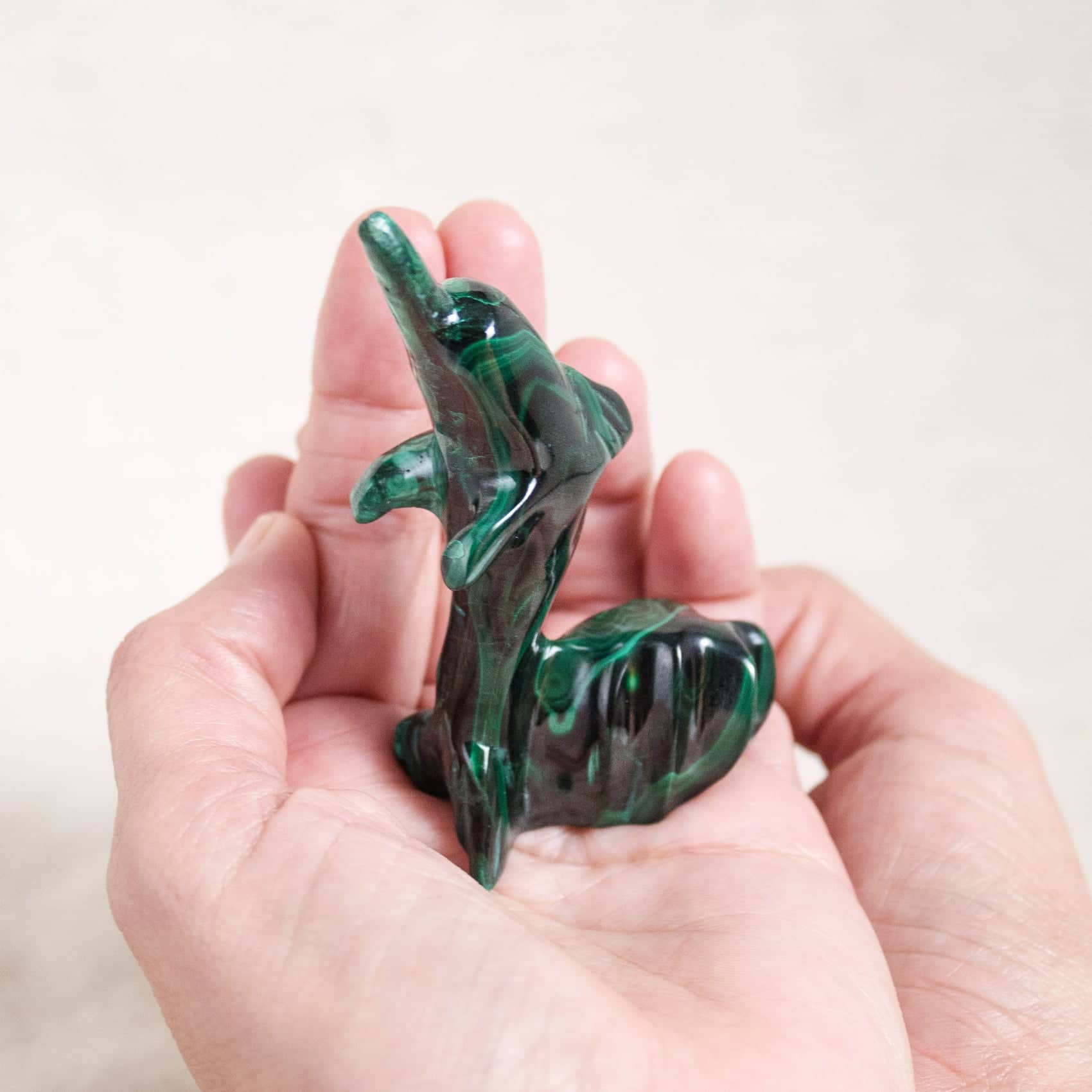 Malachite Dolphin - Hand Carved - 1 of a Kind