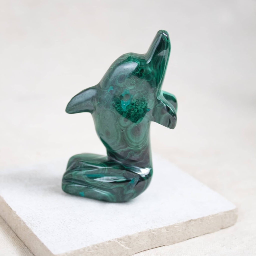Malachite Dolphin - Hand Carved - 1 of a Kind