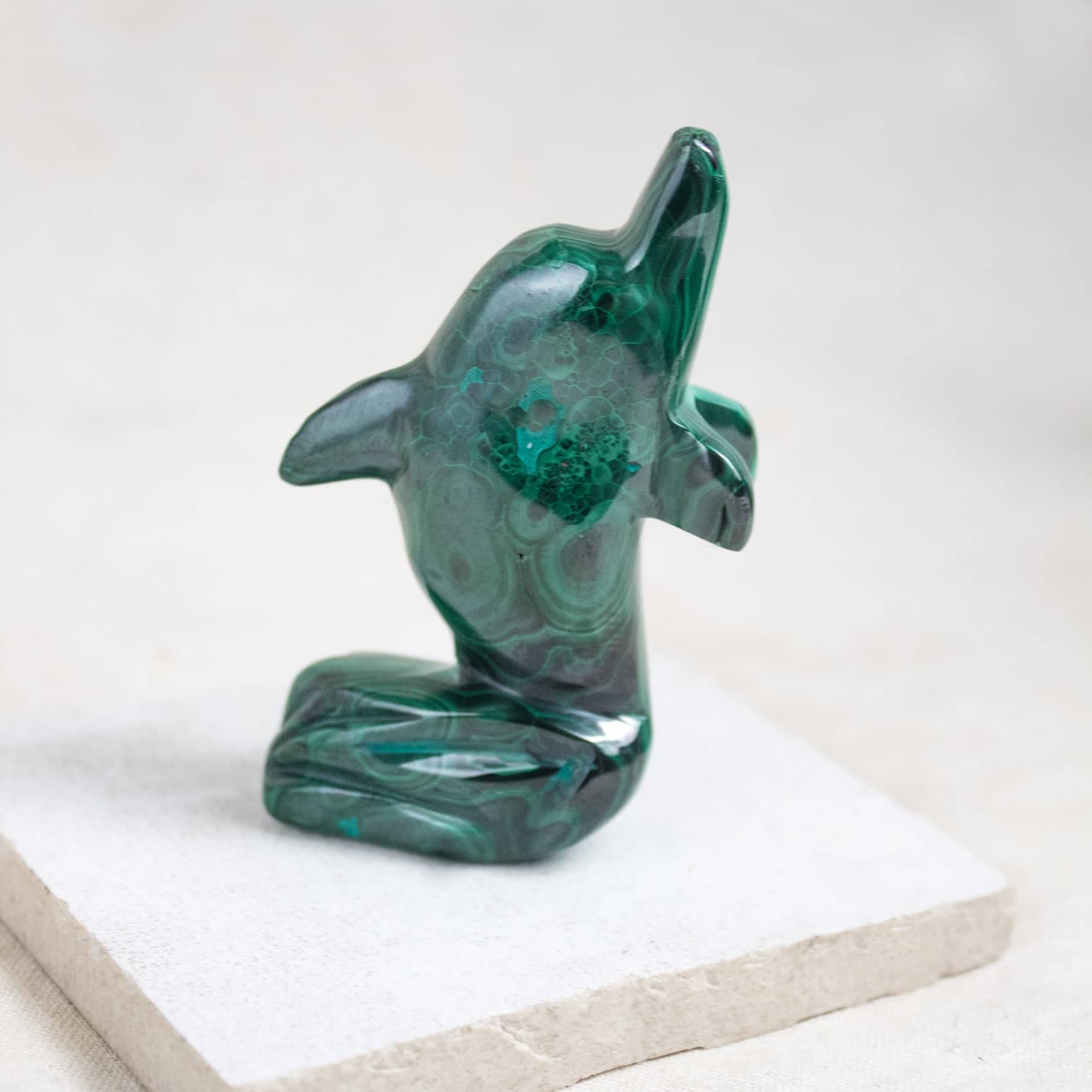 Malachite Dolphin - Hand Carved - 1 of a Kind