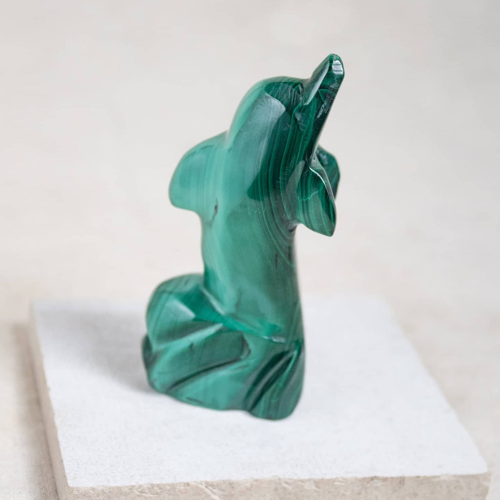 Malachite Dolphin - Hand Carved - 1 of a Kind