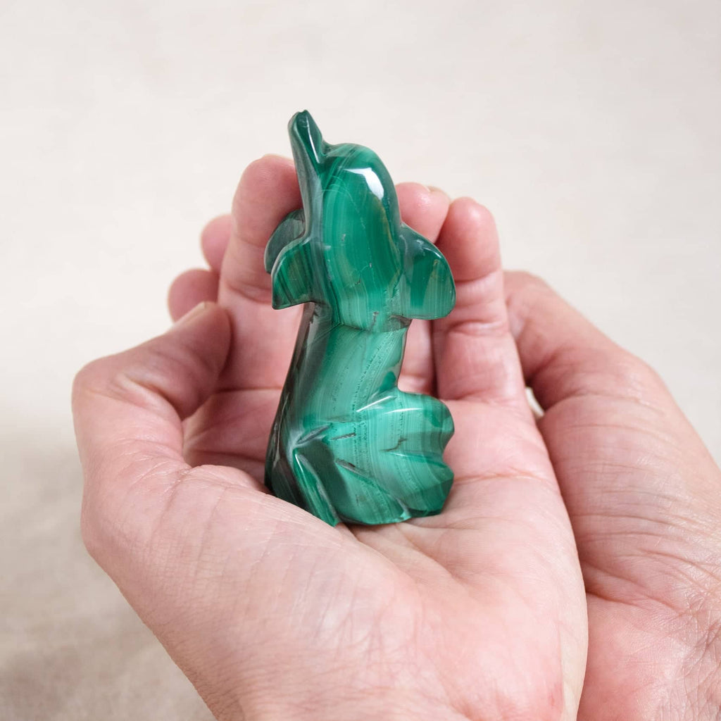 Malachite Dolphin - Hand Carved - 1 of a Kind