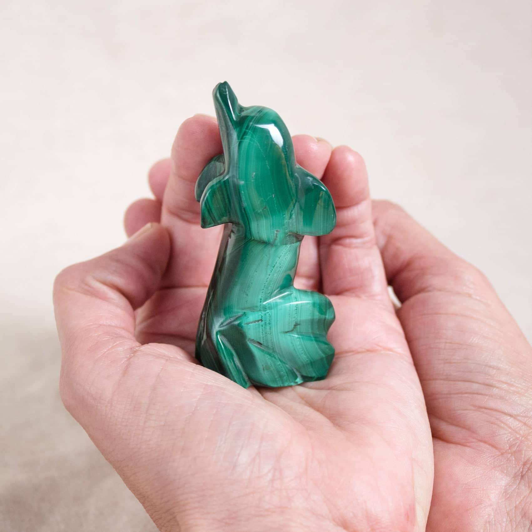 Malachite Dolphin - Hand Carved - 1 of a Kind