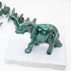 Genuine Malachite Elephants - Hand Carved - 1 of a Kind