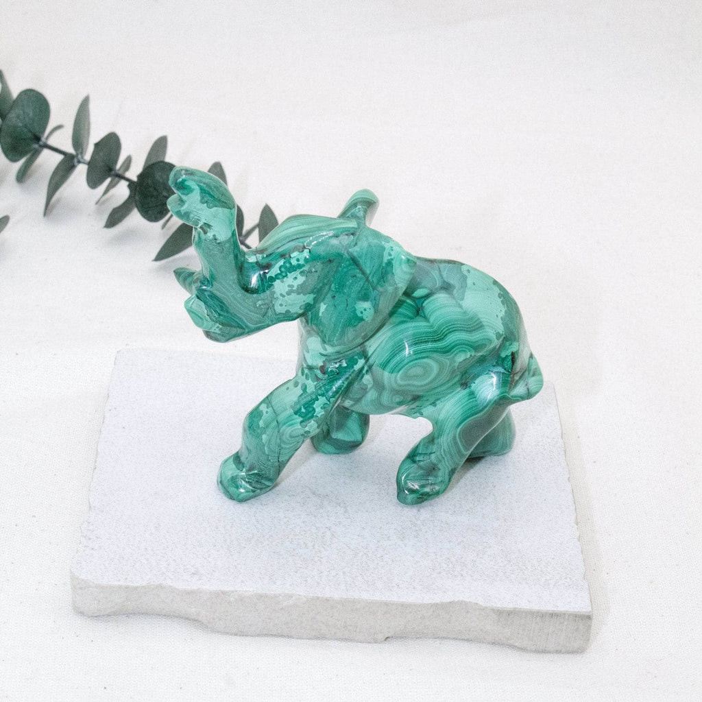 Genuine Malachite Elephants - Hand Carved - 1 of a Kind