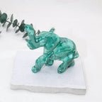 Genuine Malachite Elephants - Hand Carved - 1 of a Kind