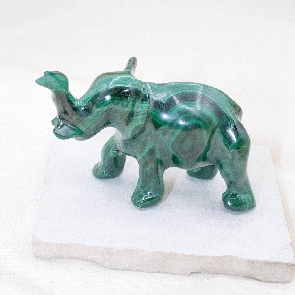 Genuine Malachite Elephants - Hand Carved - 1 of a Kind