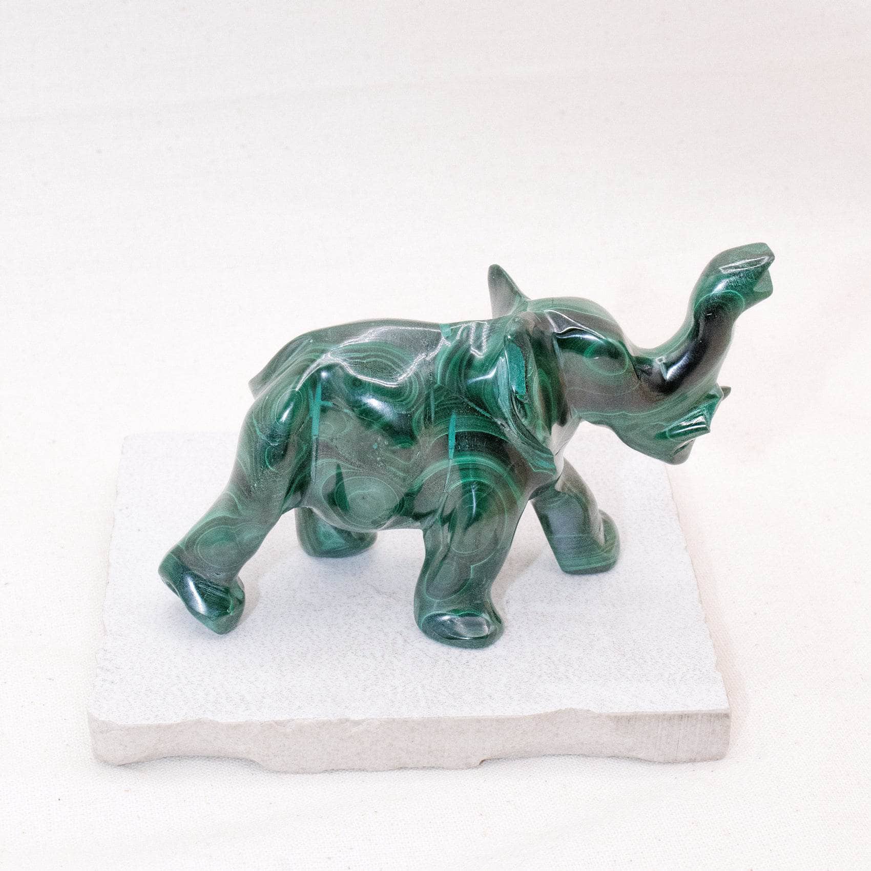 Genuine Malachite Elephants - Hand Carved - 1 of a Kind