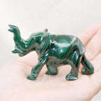 Genuine Malachite Elephants - Hand Carved - 1 of a Kind