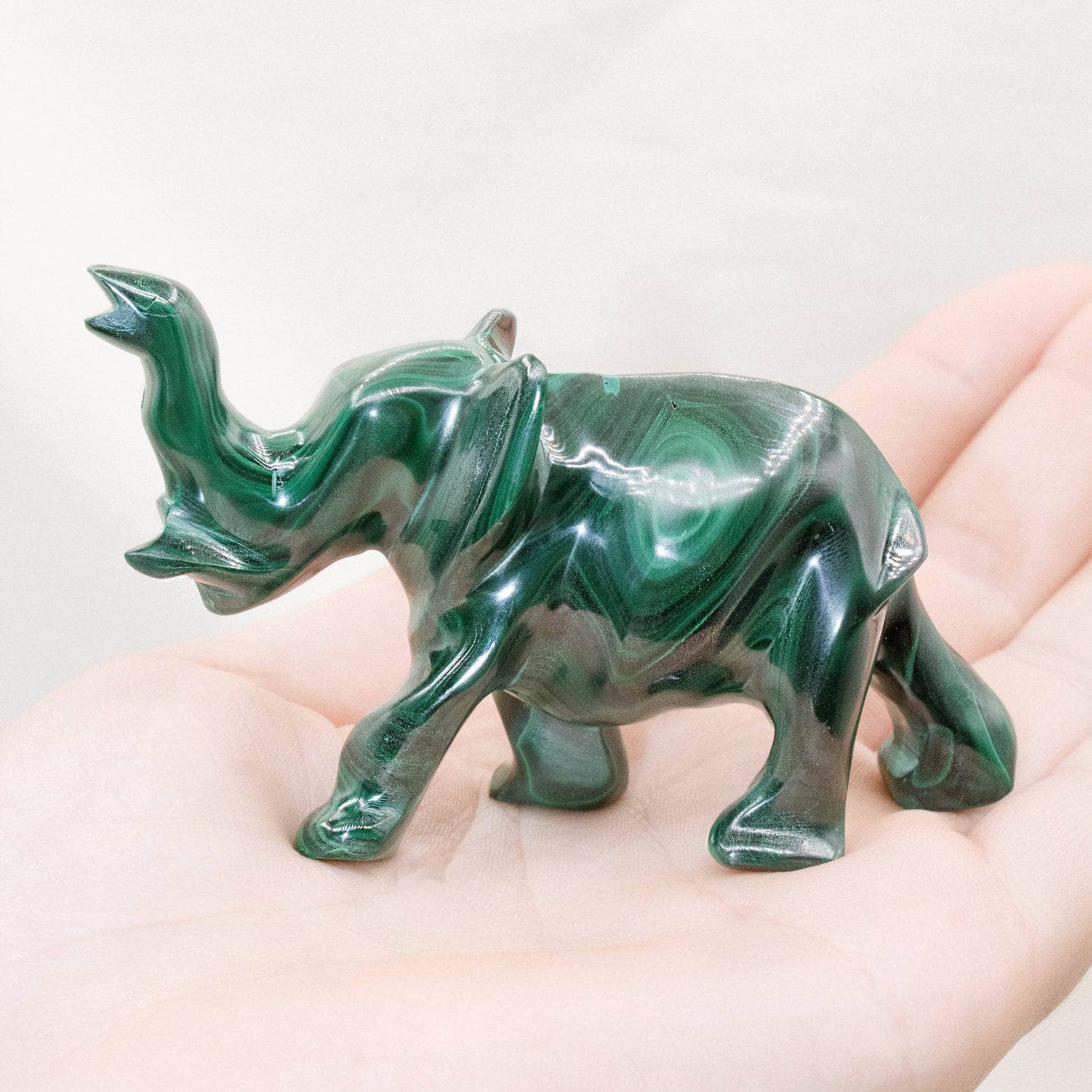 Genuine Malachite Elephants - Hand Carved - 1 of a Kind