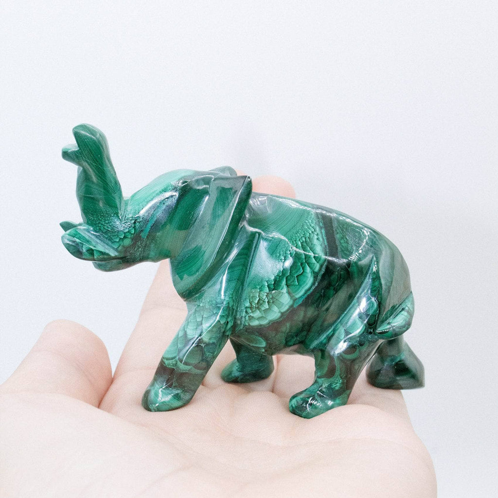 Genuine Malachite Elephants - Hand Carved - 1 of a Kind