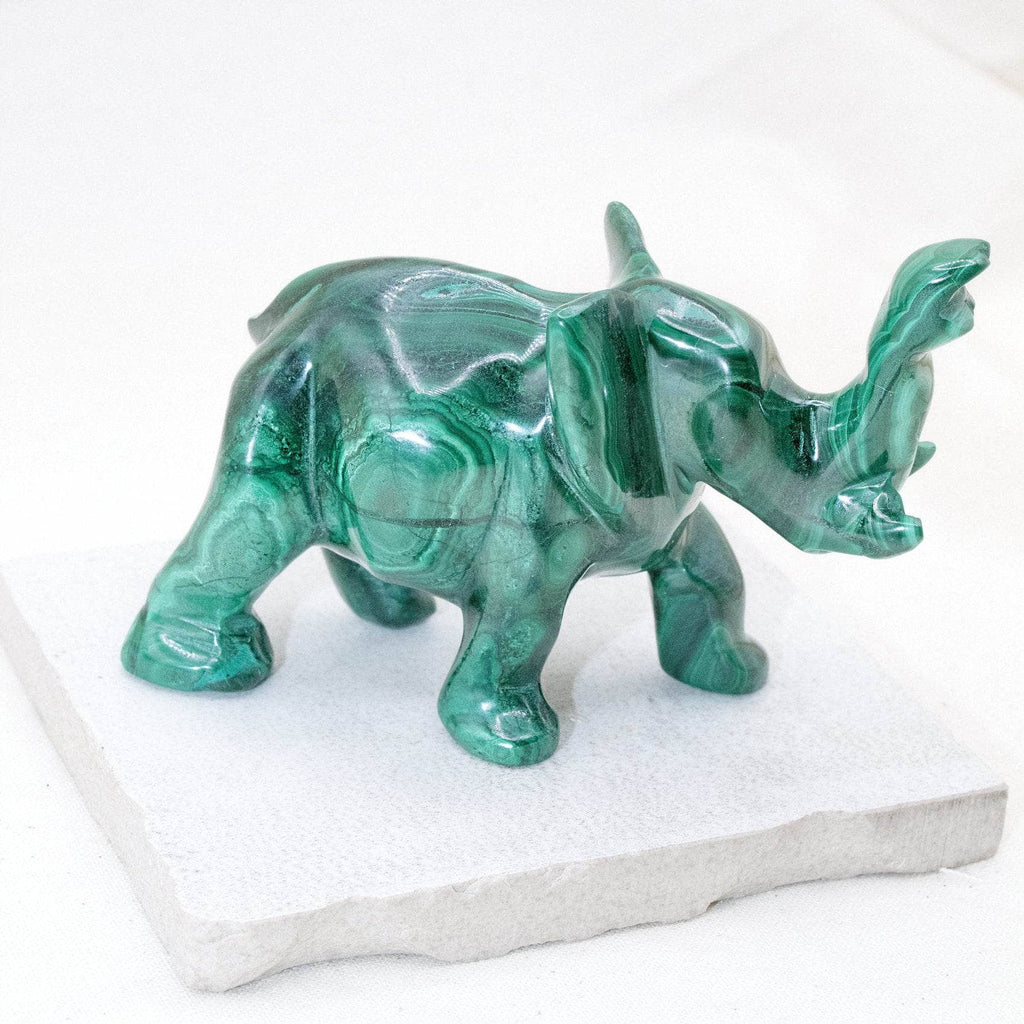 Genuine Malachite Elephants - Hand Carved - 1 of a Kind