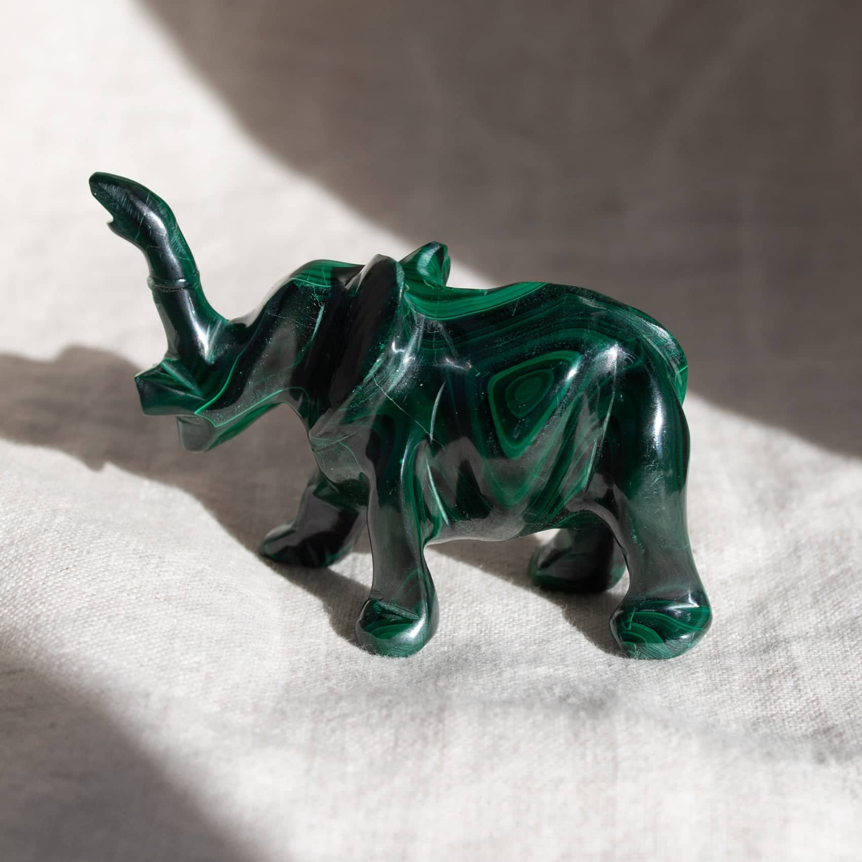 Genuine Malachite Elephants - Hand Carved - 1 of a Kind
