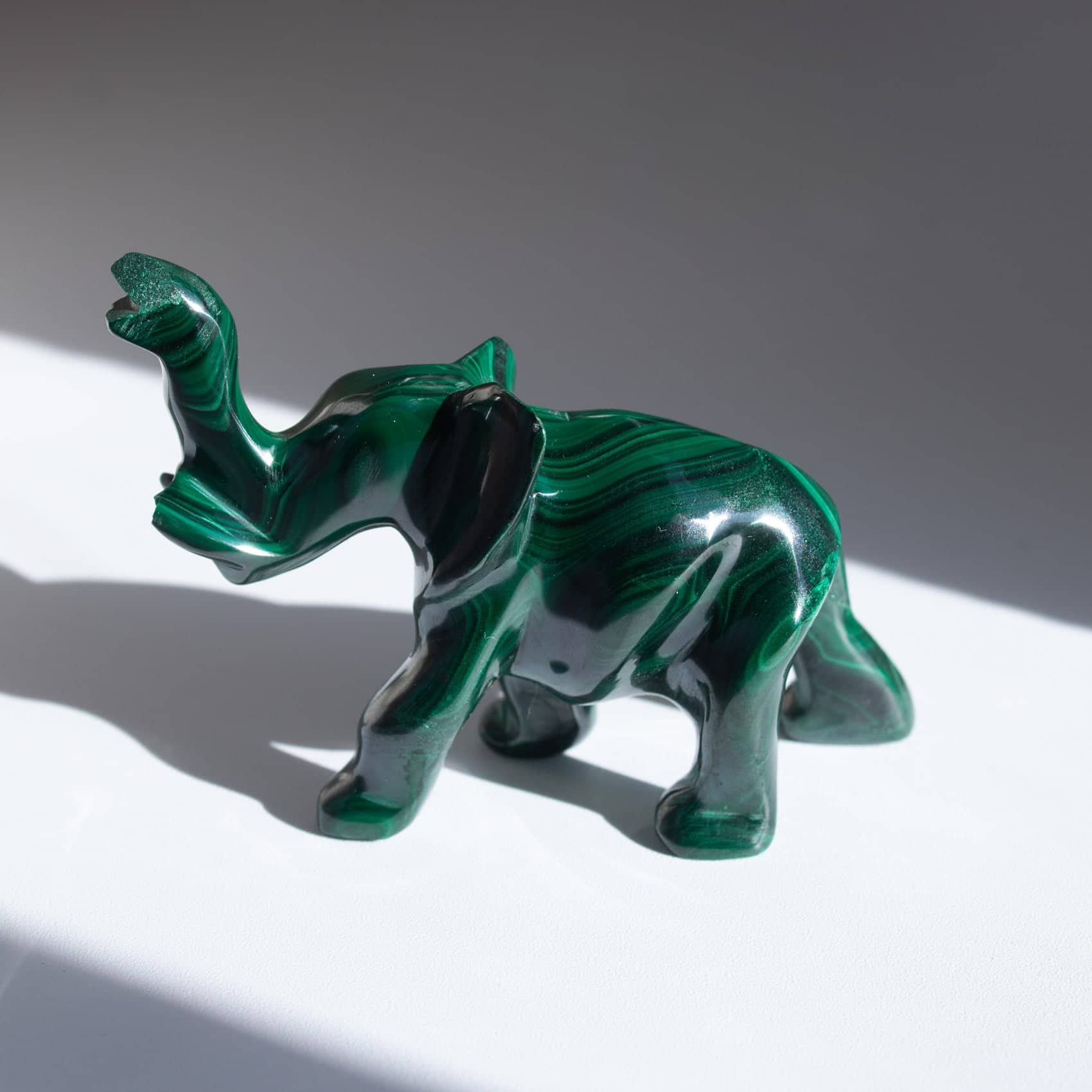 Genuine Malachite Elephants - Hand Carved - 1 of a Kind