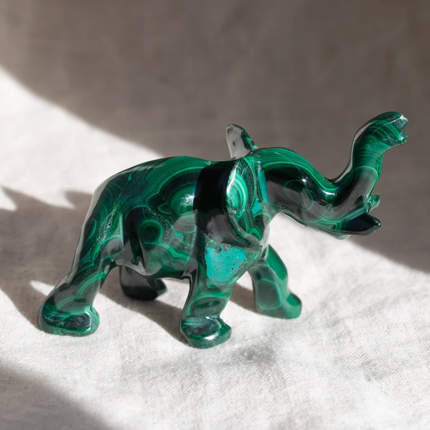 Genuine Malachite Elephants - Hand Carved - 1 of a Kind