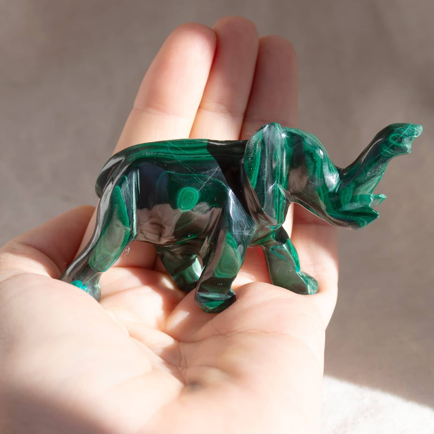 Genuine Malachite Elephants - Hand Carved - 1 of a Kind