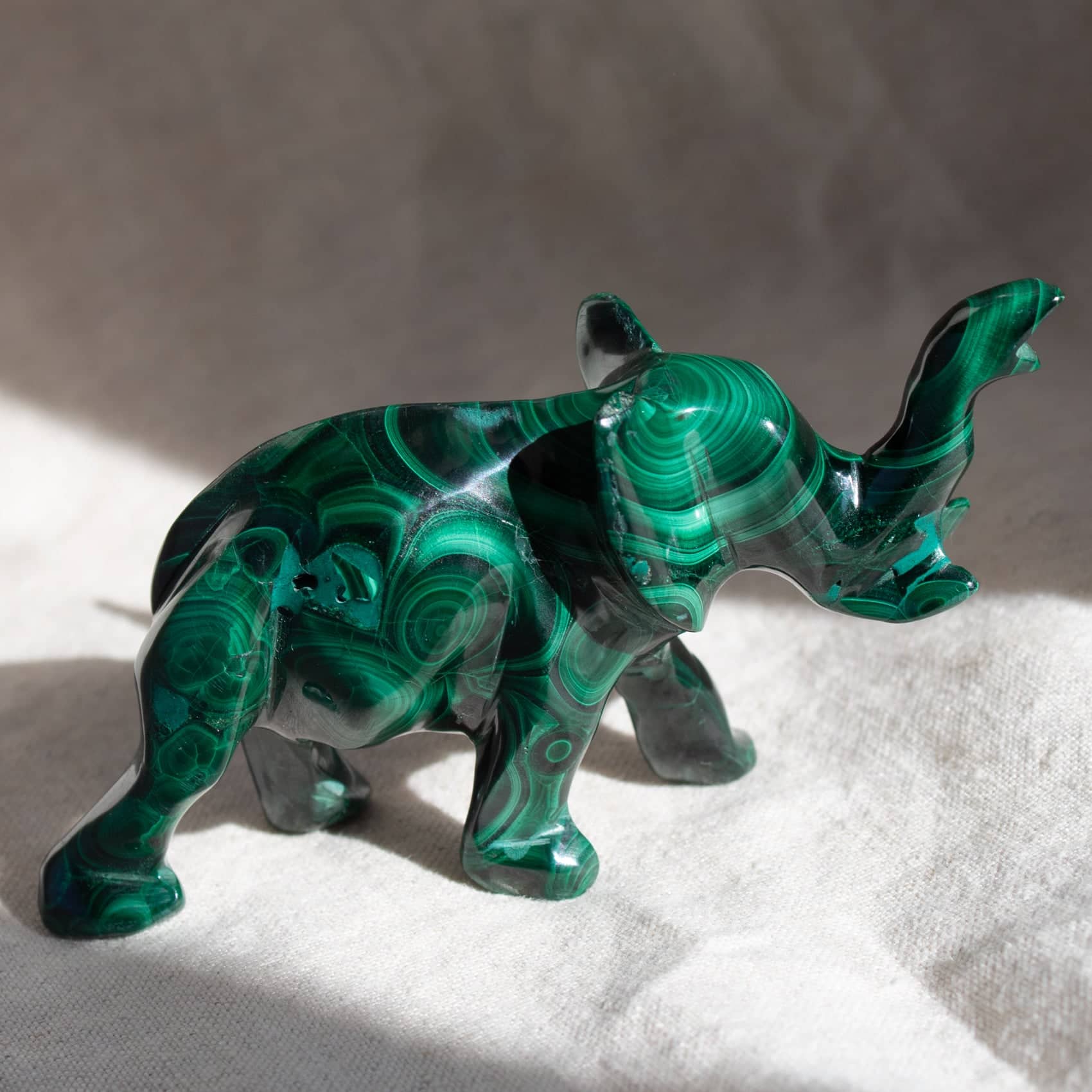 Genuine Malachite Elephants - Hand Carved - 1 of a Kind