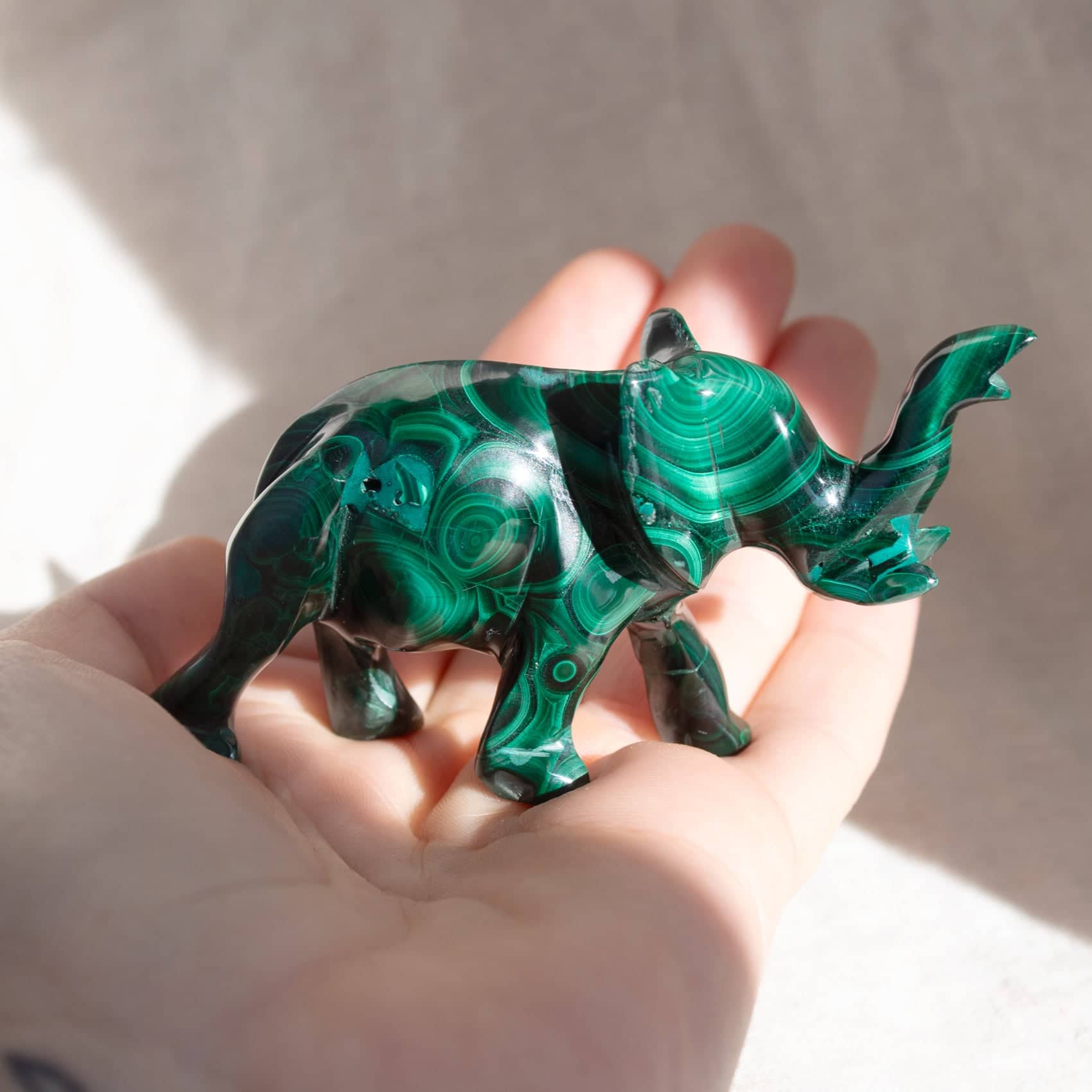 Genuine Malachite Elephants - Hand Carved - 1 of a Kind