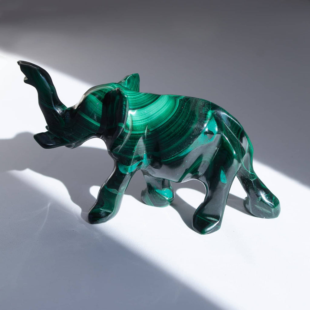 Genuine Malachite Elephants - Hand Carved - 1 of a Kind