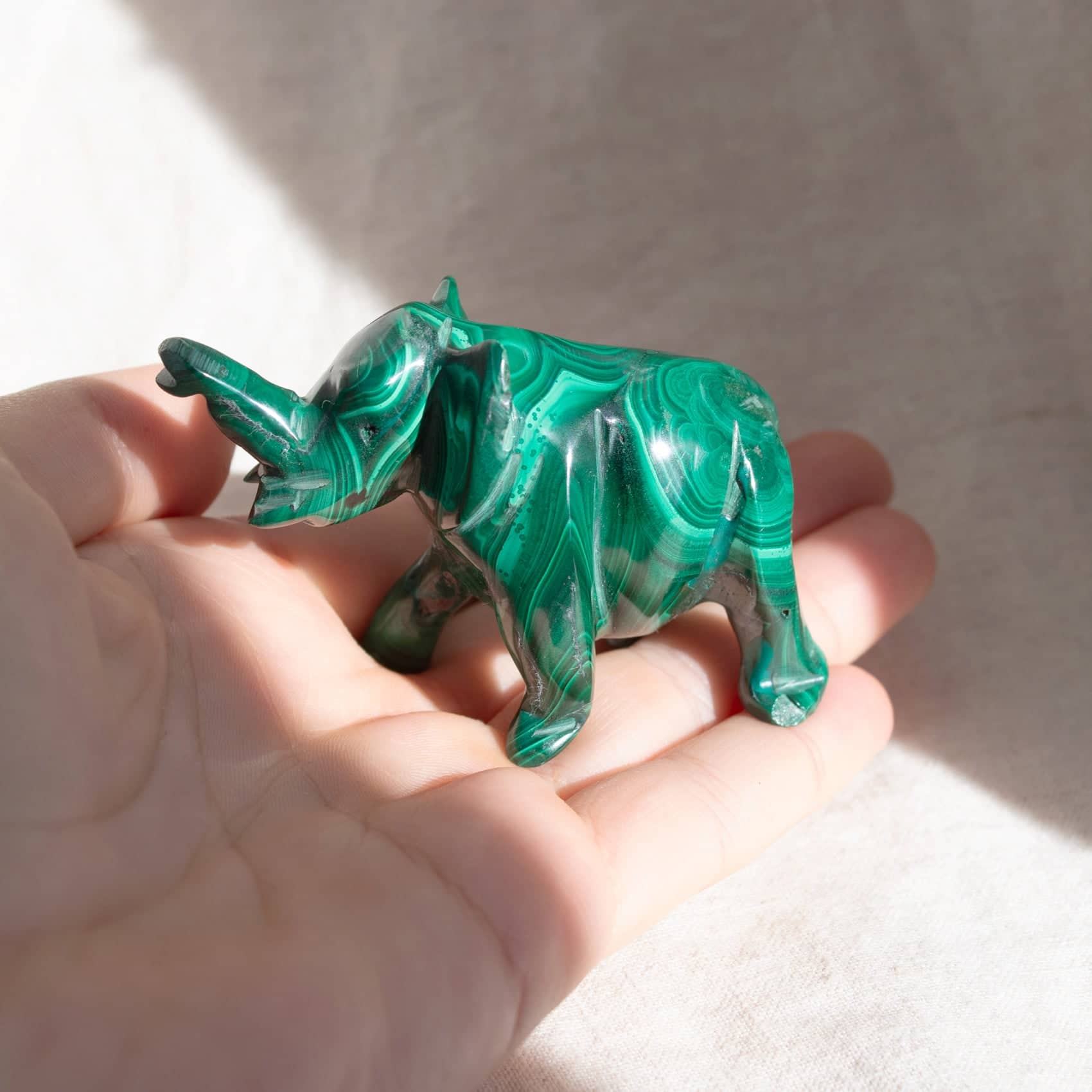 Genuine Malachite Elephants - Hand Carved - 1 of a Kind