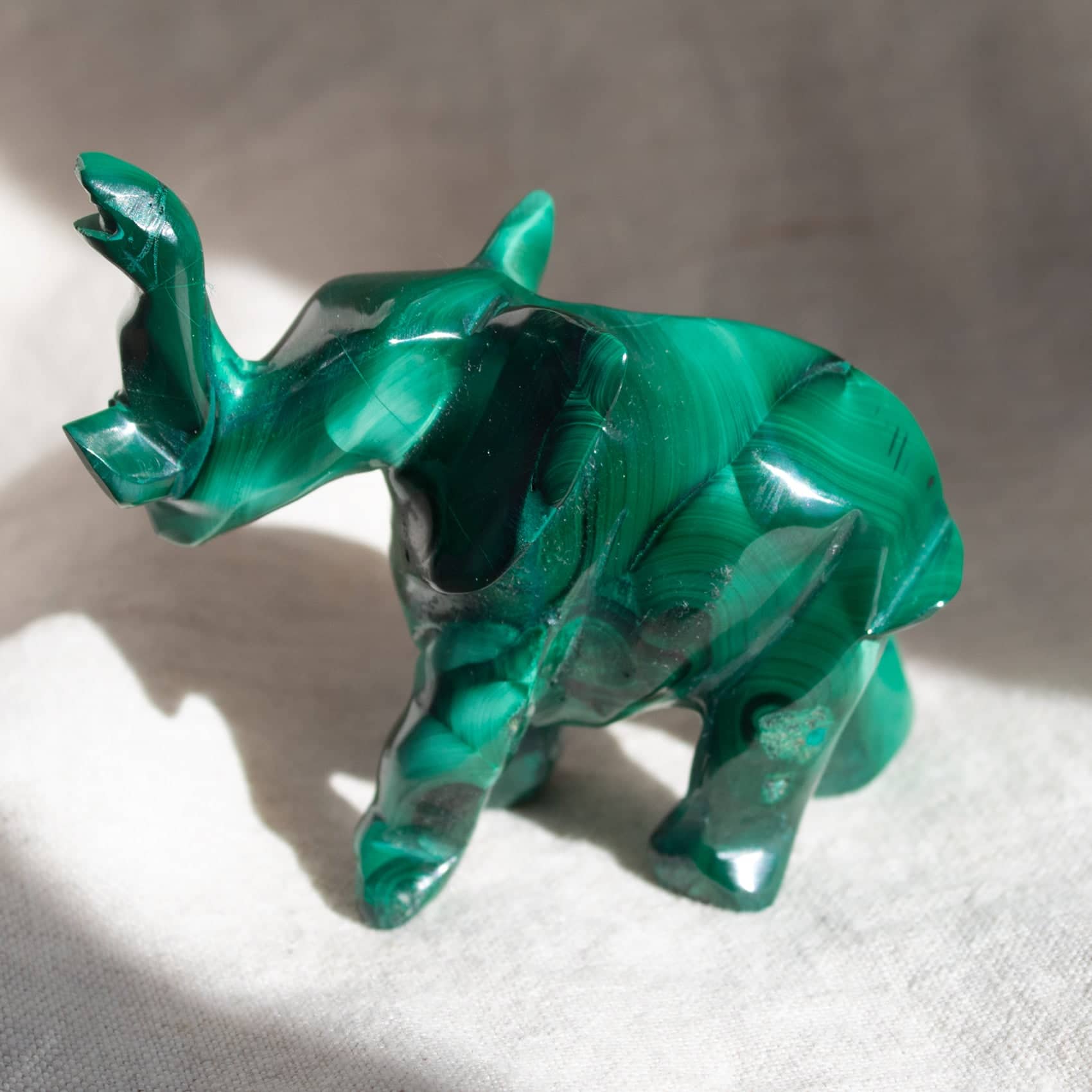 Genuine Malachite Elephants - Hand Carved - 1 of a Kind