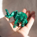Genuine Malachite Elephants - Hand Carved - 1 of a Kind