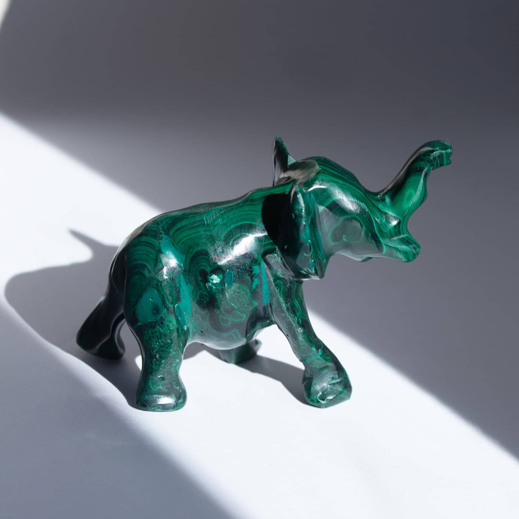 Genuine Malachite Elephants - Hand Carved - 1 of a Kind