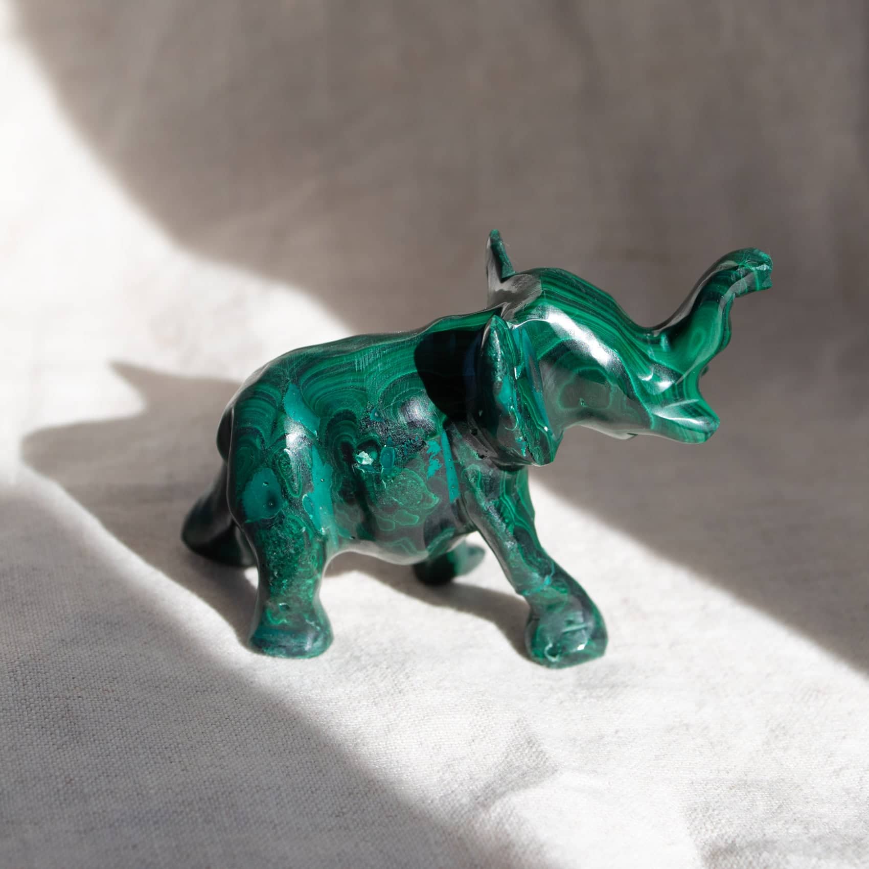 Genuine Malachite Elephants - Hand Carved - 1 of a Kind