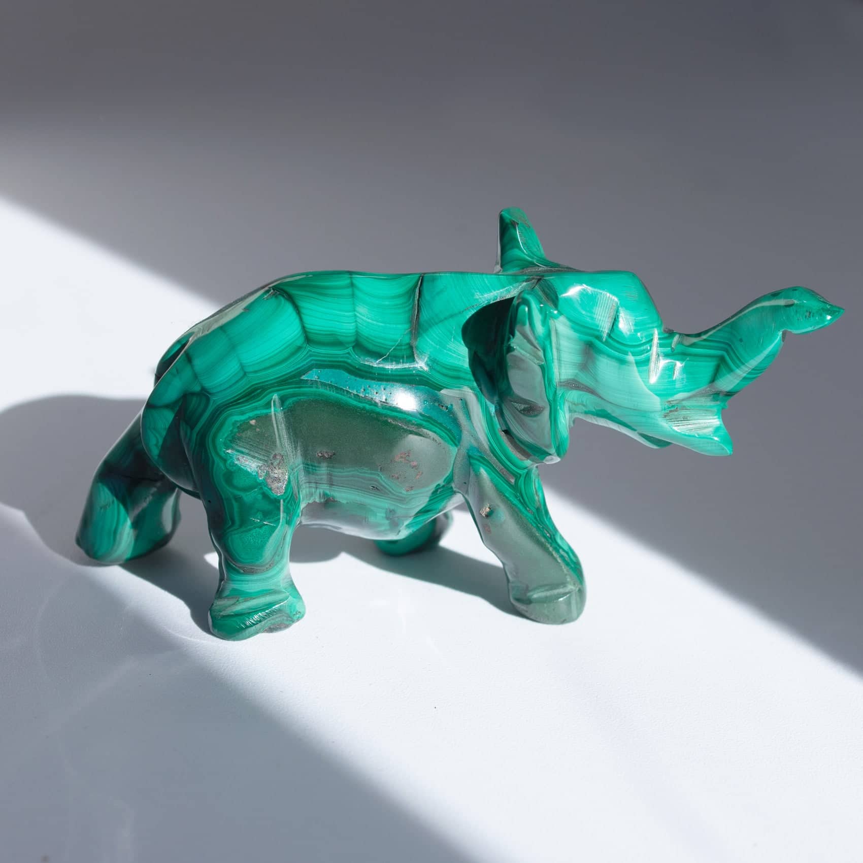Genuine Malachite Elephants - Hand Carved - 1 of a Kind