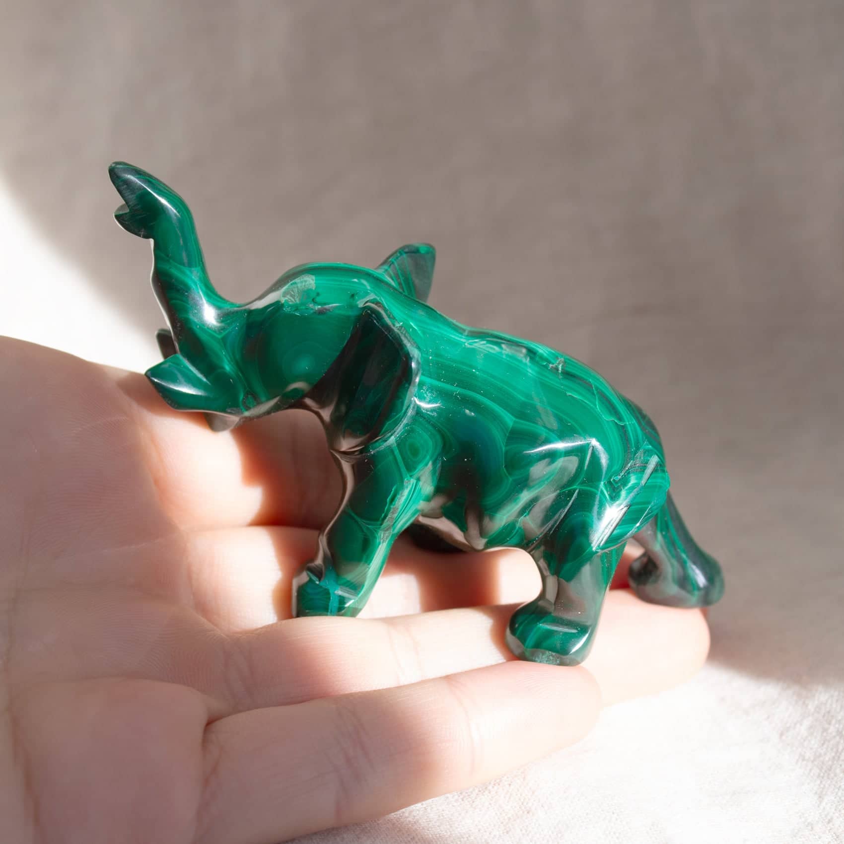 Genuine Malachite Elephants - Hand Carved - 1 of a Kind