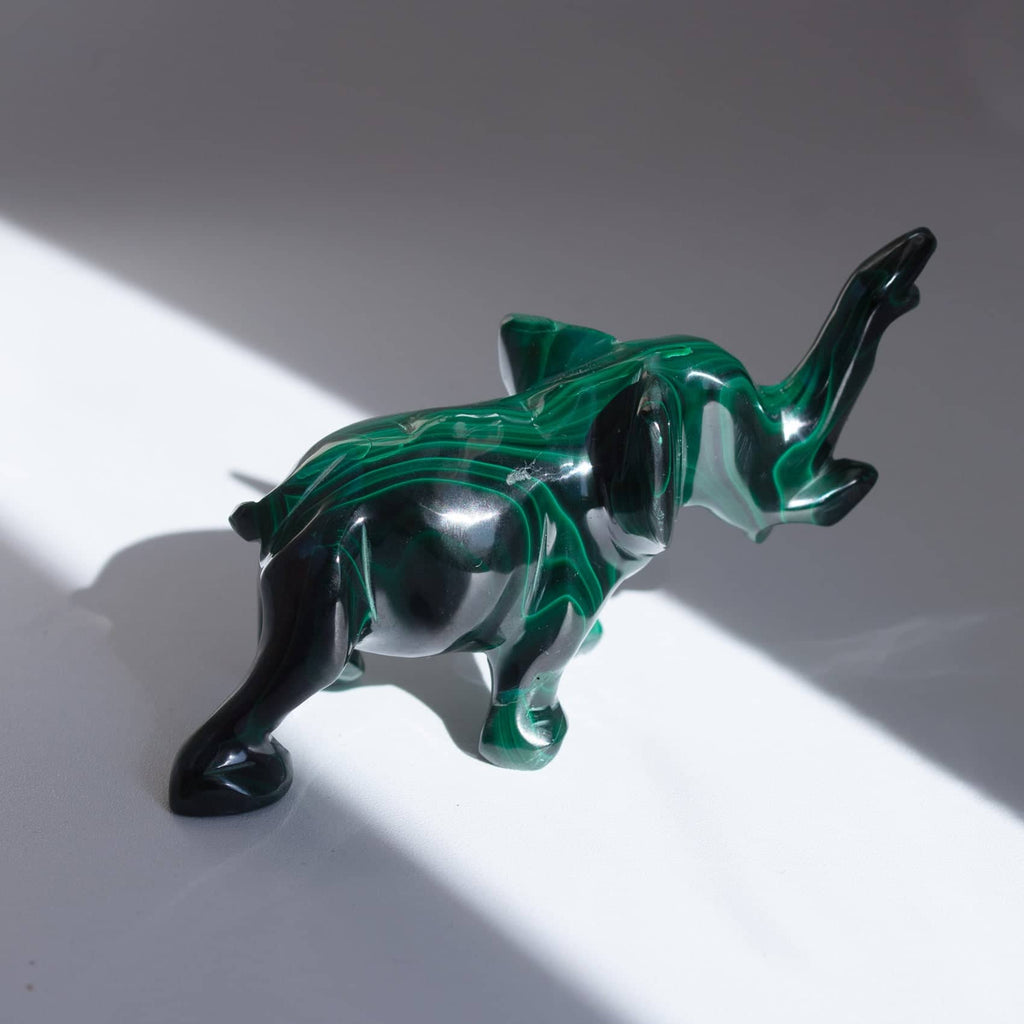 Genuine Malachite Elephants - Hand Carved - 1 of a Kind