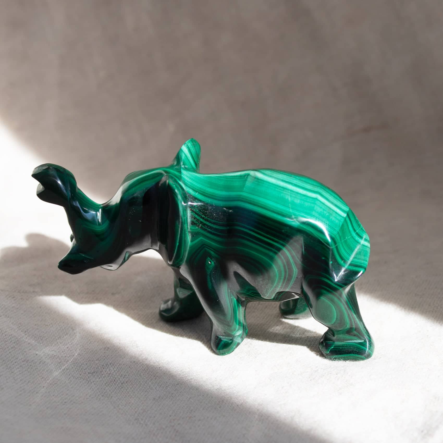 Genuine Malachite Elephants - Hand Carved - 1 of a Kind