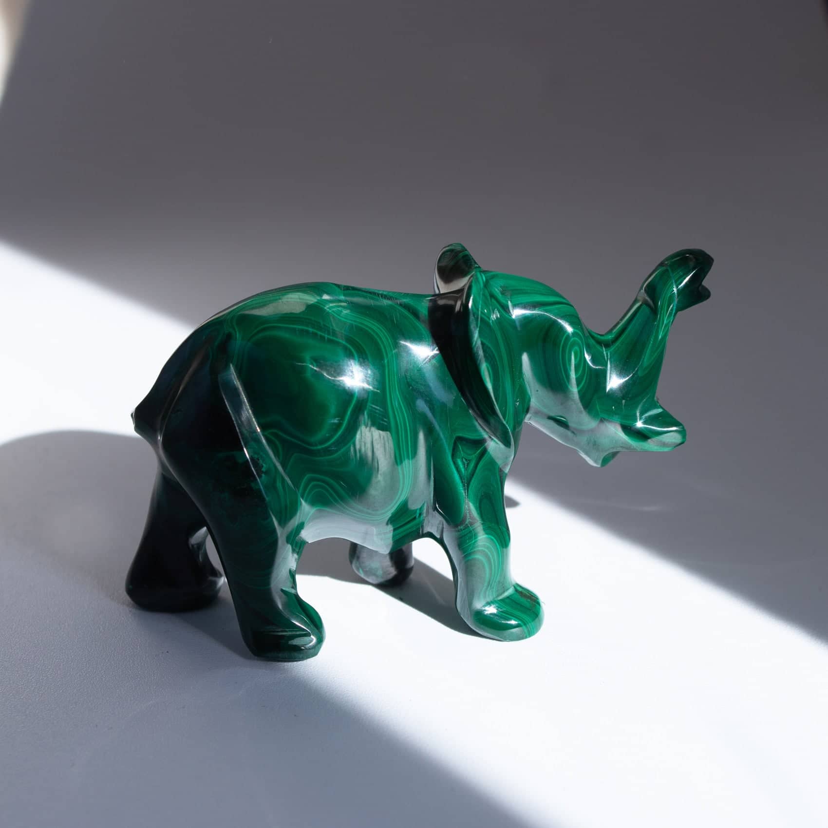 Genuine Malachite Elephants - Hand Carved - 1 of a Kind
