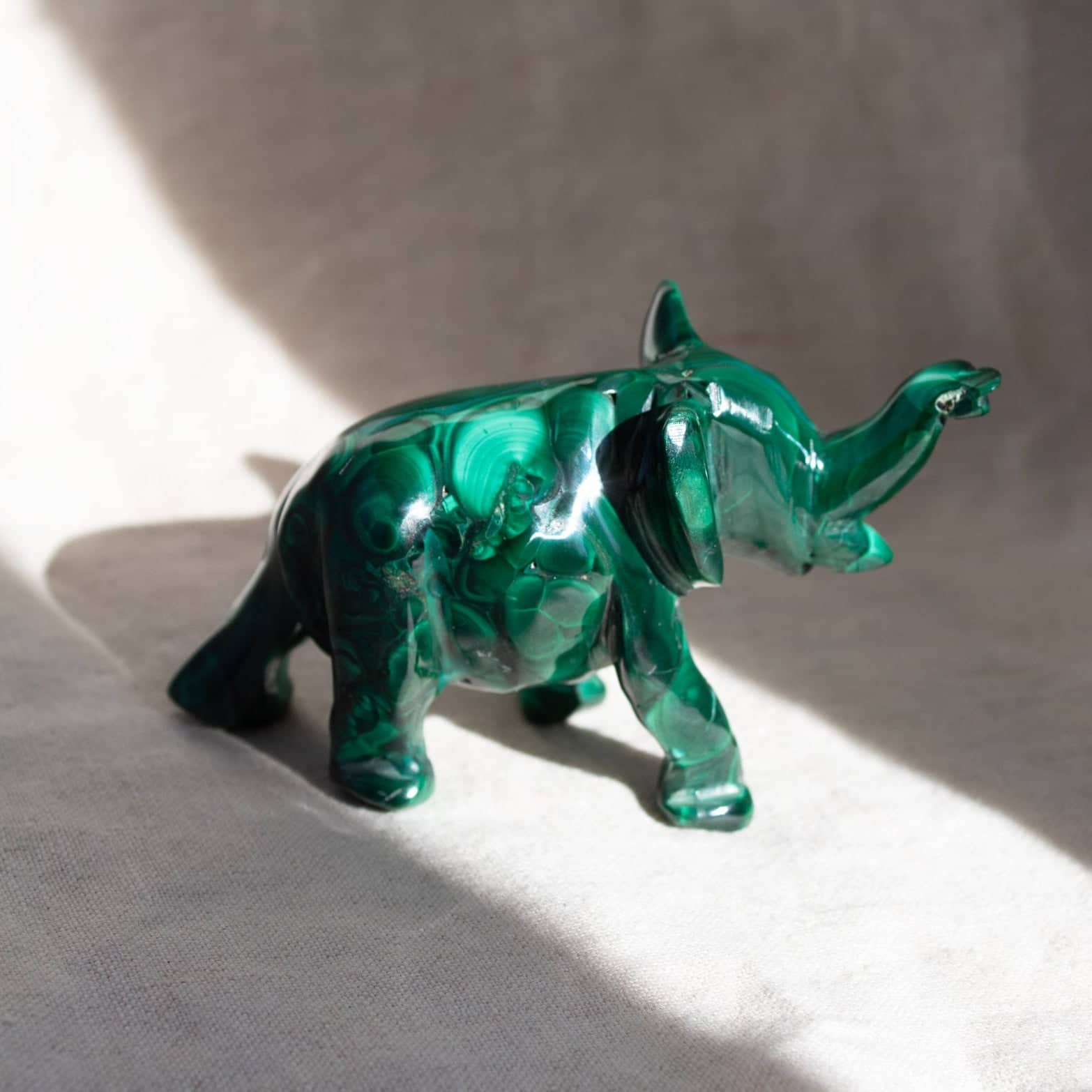 Genuine Malachite Elephants - Hand Carved - 1 of a Kind