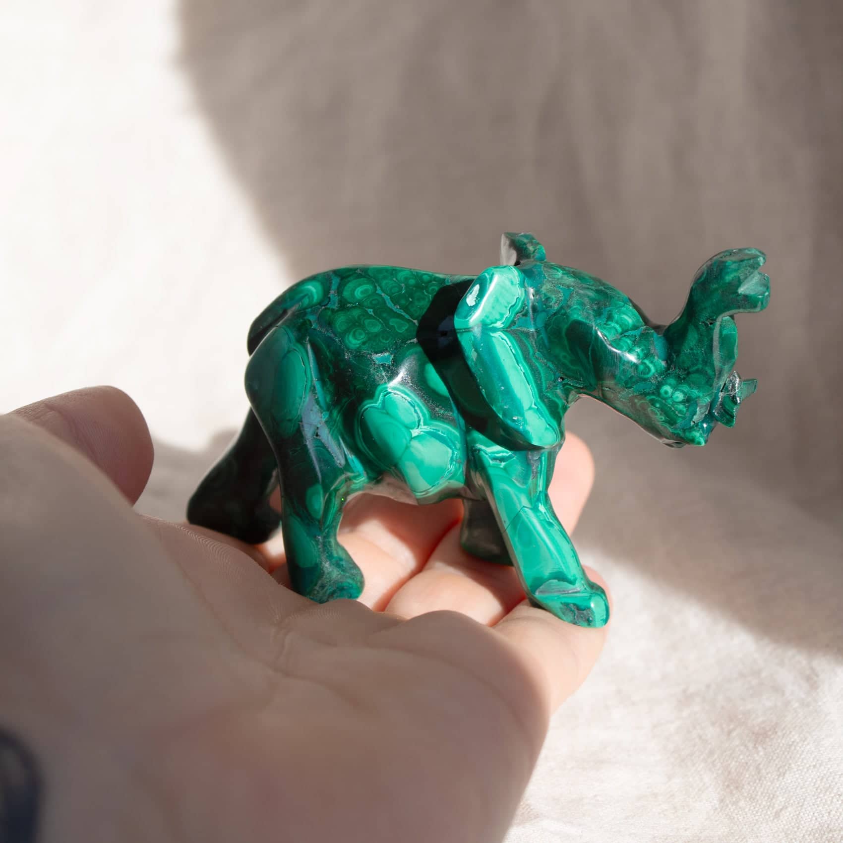 Genuine Malachite Elephants - Hand Carved - 1 of a Kind