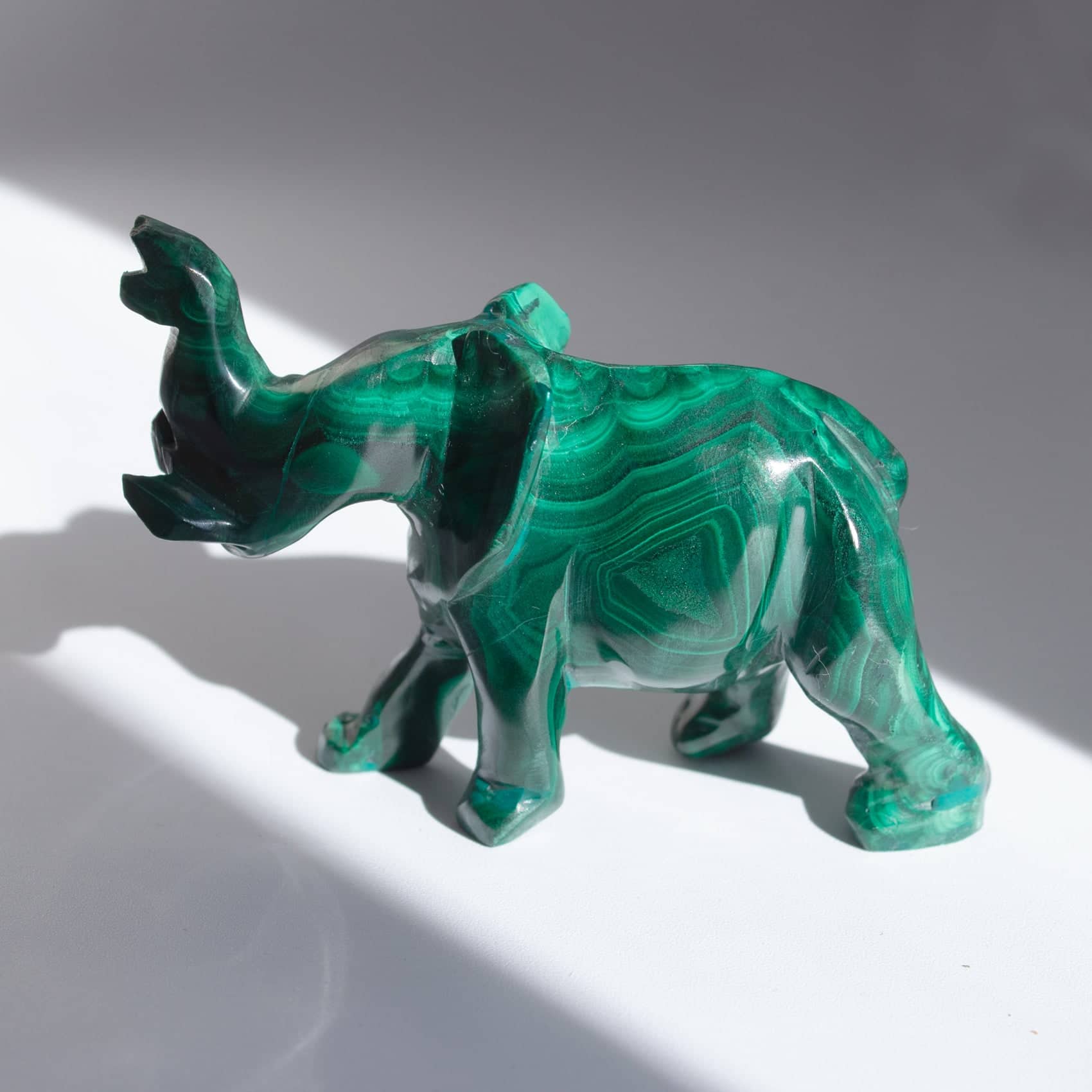 Genuine Malachite Elephants - Hand Carved - 1 of a Kind