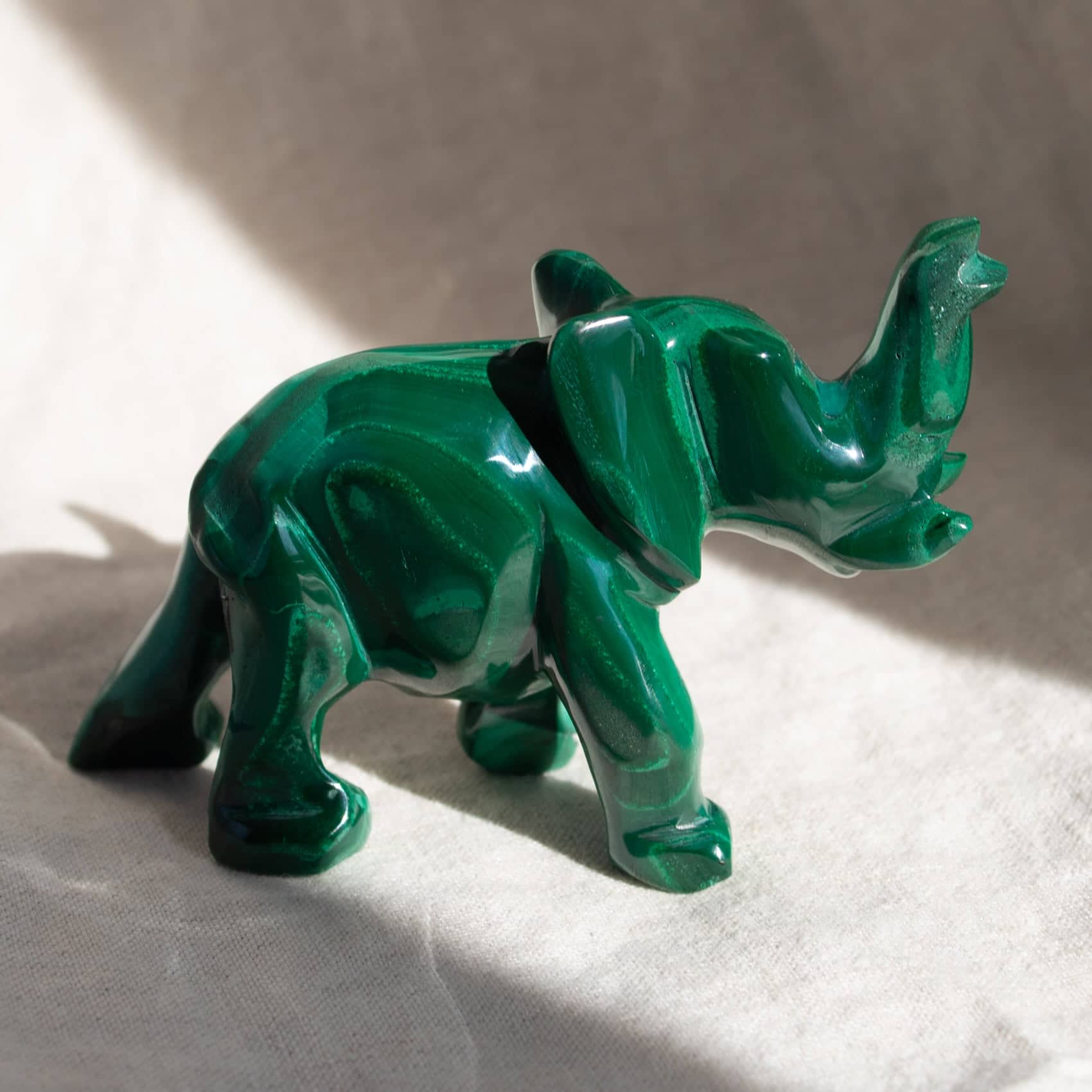Genuine Malachite Elephants - Hand Carved - 1 of a Kind