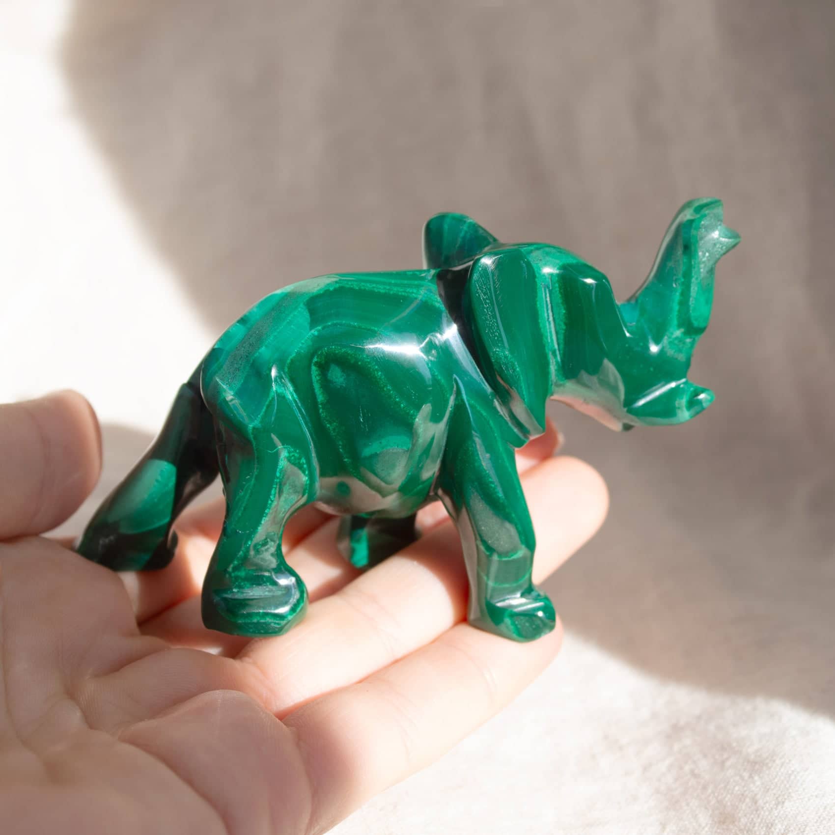 Genuine Malachite Elephants - Hand Carved - 1 of a Kind