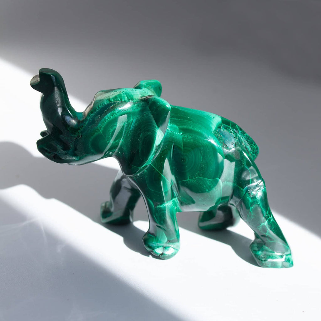 Genuine Malachite Elephants - Hand Carved - 1 of a Kind