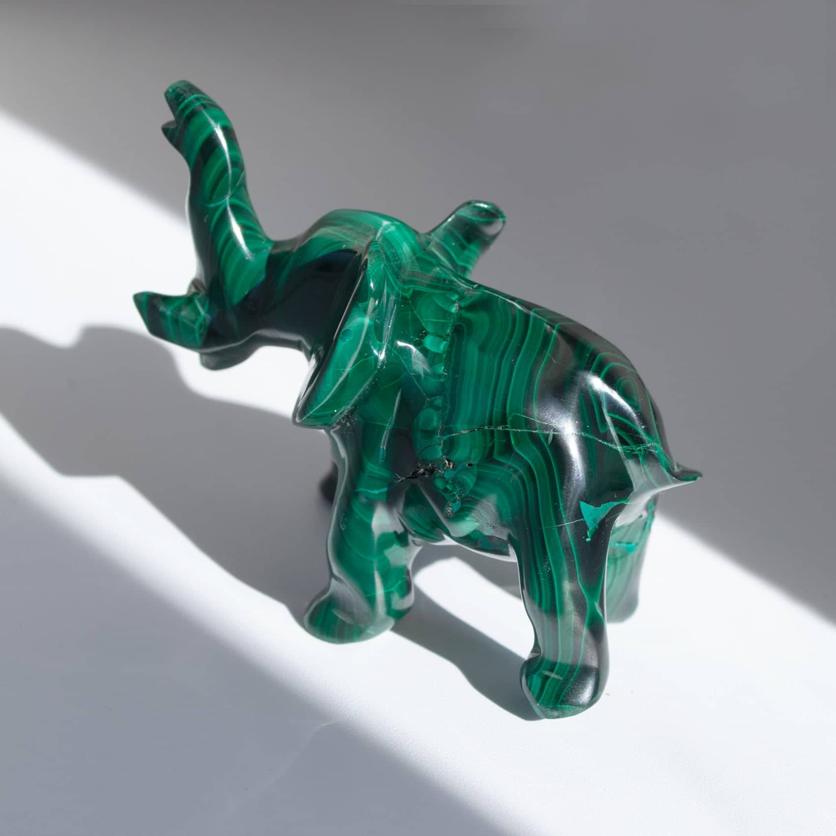 Genuine Malachite Elephants - Hand Carved - 1 of a Kind